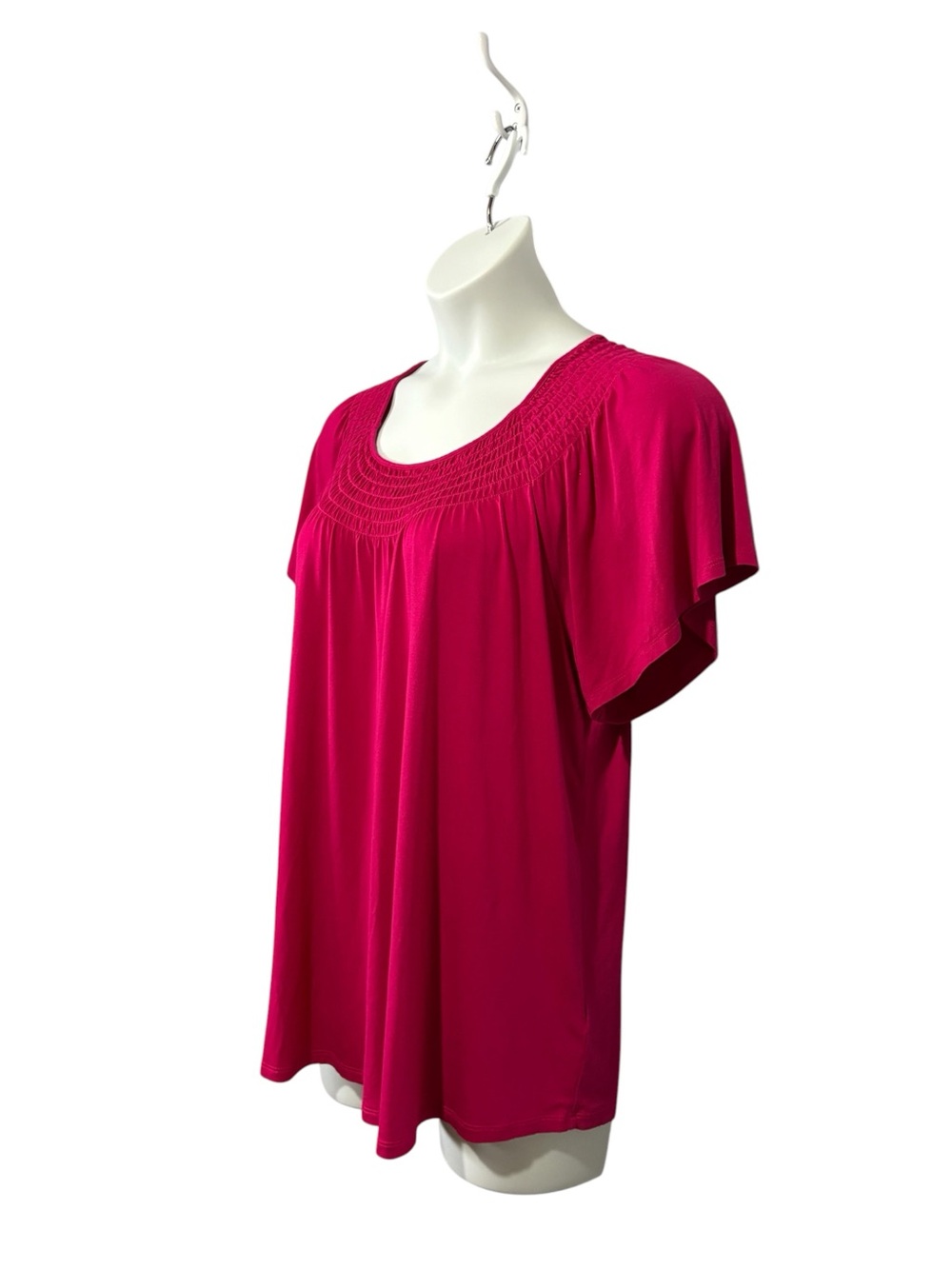 Cable & Gauge, XL, Fuchsia Flutter Sleeve Blouse Soft Stretch Top - Picture 5 of 8